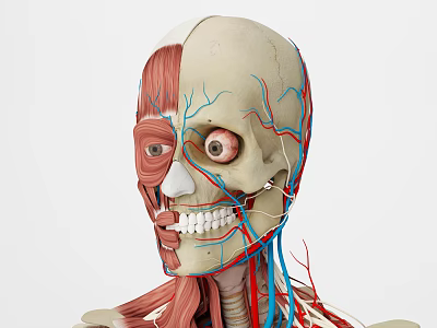Modern facial musculoskeletal 3d model