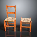 Pair of Leisure Chairs with Wooden Frame and Woven Seats for Home Decor