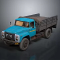 Vintage Blue Truck With Open Cargo Bed Classic Grille And Large Wheels