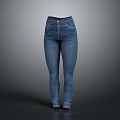 Blue High Waist Slim Fit Denim Jeans With Classic Pockets And Button Design