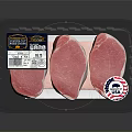 Fresh Pig Meat in Transparent Plastic Tray with Three Pieces and Label