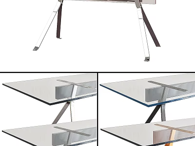 Modern Dining Table Set With Glass Tabletop And Sturdy Metal Support Legs 3d model