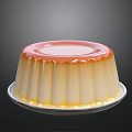 Delicious Creamy Pudding With Pink Topping Smooth Yellow Layer And Transparent Plate