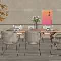 Modern Outdoor Tables and Chairs Coffee Shop Commercial Outboard Fruit Vase Ornaments Modern Dining Table 3d model