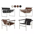 Modern Leisure Chair With Leather Seats Metal Frame And Multiple Color Options Black Brown Beige