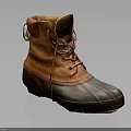 Brown and Green Leather Boots With Lace Up Design And Durable Rubber Sole