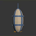 Space Exploration Airship With Blue Straps Orange Propellers And Metal Parts