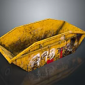 Yellow Rusty Construction Container With Graffiti And Weathered Metal Surface 3d model