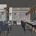 Modern Restaurant Interior Design Featuring Open Layout Dining Tables And Hanging Chandeliers