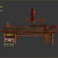 Wooden Workbench With Tools Vertical Tool Small Green Device And Storage Drawers 3d model