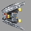 Sci Fi Mechanical Device With Wing Like Structures Red Central Core And Metallic Components