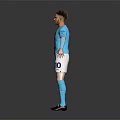 Male Football Player In Manchester City Jersey Number 10 White Shorts And Blue Socks
