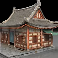 Ancient Chinese Traditional Architecture With Tiled Roof Carved Details Wooden Structure And Stone Slab Floor
