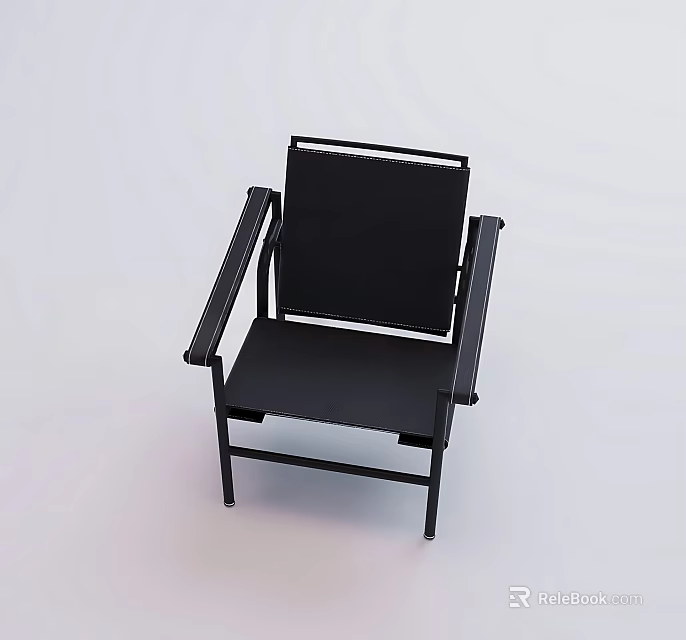 Modern Black Leisure Chair With Sleek Design Sturdy Armrests And Comfortable Seat 3d model 
