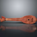 Traditional Wooden Pipa Decorative Home Accessory On Reflective Surface With Carvings