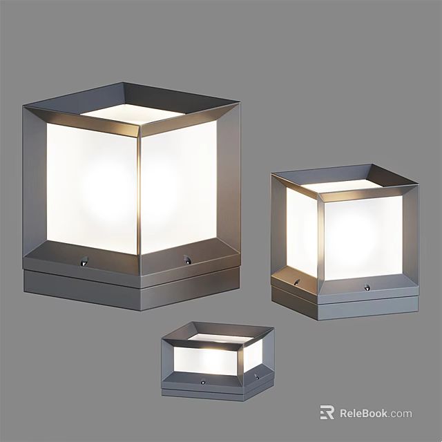 Square Design Modern Metal Outdoor Lights with Illuminated Panels for Garden Exterior Use 3d model 