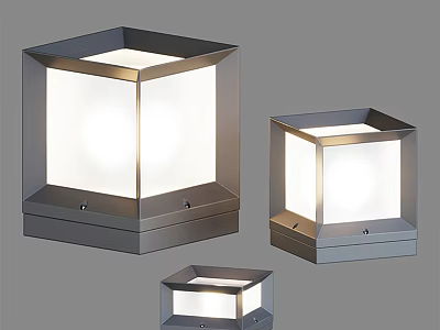 Square Design Modern Metal Outdoor Lights with Illuminated Panels for Garden Exterior Use 3d model