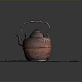 Red Carved Teapot Sculpture With Handle And Spout On White Circular Cloth