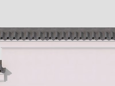 Modern White Building Exterior Wall With Gray Decorative Cornice And Minimalist Design Details 3d model