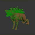 Red Wolf Like Game Movie Character With Muscular Build And Spiked Back In