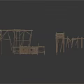 Wooden Construction Frames And Scaffolding Models In Various Sizes 3d model