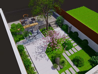 Modern Courtyard Garden 3d model