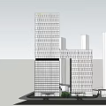Modern Office Building With Glass Facade In Urban Setting And Surrounding Skyscrapers