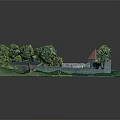 Cartoon Scene Design Featuring Castle Green Meadow Trees And Red Roof Building