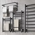 Modern Black Bathroom Accessories With Wall Mounted Towel Racks And Towels