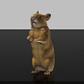 Adorable Brown Hamster Standing On Hind Legs Against Black Background With Shiny Surface