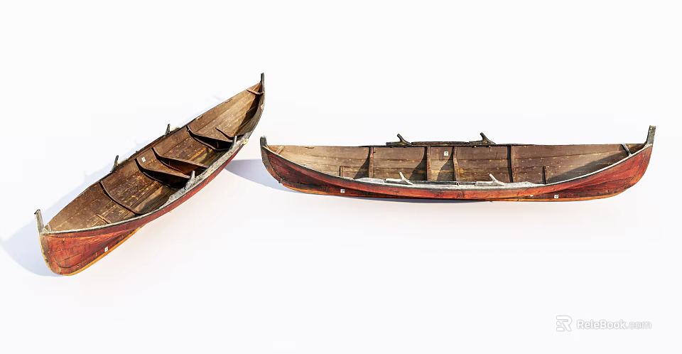 Vintage Wooden Boats With Rustic Brown Hulls And Traditional Design Details 3d model 