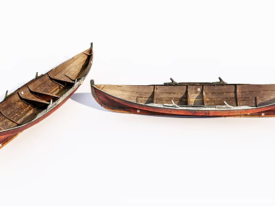 Vintage Wooden Boats With Rustic Brown Hulls And Traditional Design Details 3d model