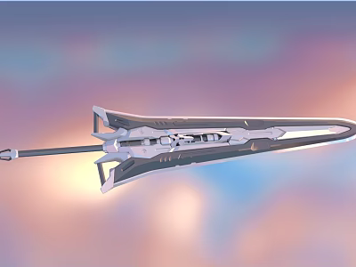 Futuristic Passenger Aircraft Flying Through Colorful Cloudy Sky With Sleek Aerodynamic Design 3d model