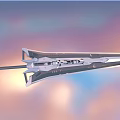 Futuristic Passenger Aircraft Flying Through Colorful Cloudy Sky With Sleek Aerodynamic Design