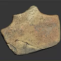 Handcrafted Sculpture Carving From Cracked Orange Gray Stone With Rough Surface On Black Background