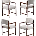Modern Wooden Frame Upholstered Dining Chairs With Armrests And Comfortable Backrest Design