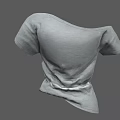 Gray Off Shoulder Short Sleeve T Shirt With Pocket