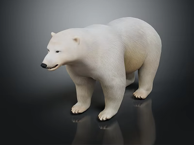 White Polar Bear 3D Model Standing On Black Background With Detailed Fur Texture 3d model