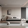 Modern Bedroom Interior Design With Bed Nightstand Rug Armchair And Decorative Painting