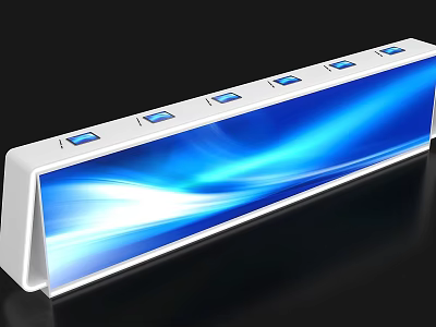 White Long Strip Startup Device With Multiple Blue Ports And Wave Lighting Effect 3d model