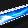 White Long Strip Startup Device With Multiple Blue Ports And Wave Lighting Effect