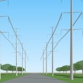 Electric pole high voltage line 3d model