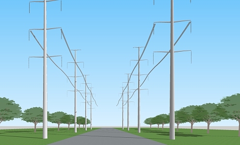 Electric pole high voltage line 3d model