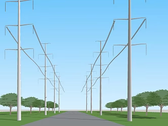 Electric pole high voltage line 3d model