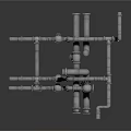 Industrial Equipment Metal Pipe System With Multiple Connectors And Industrial Fittings