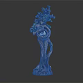 Tree Sculpture Featuring Bird Nest With Baby Birds And Frog At Base
