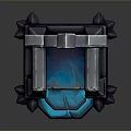 Glowing Blue Throne With Spiked Decorations Stone Base And Yellow Accents