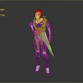 Futuristic Female Character in Tech Armor Suit with Blue White Gray Design and Mechanical Accents