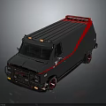 Custom Black Van With Red Roof Strip Red Rims Roof Lights And Front Grille