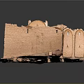 Traditional Three Dimensional Architectural Model With Arched Structures Domes And Earthy Yellow Tones